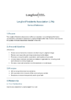 Longford Residents Association – Terms Of Reference 230925